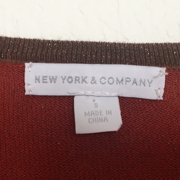 New York & Company Metallic Multi Color Cardigan Color Block Long Sleeve Stretch - Picture 2 of 8